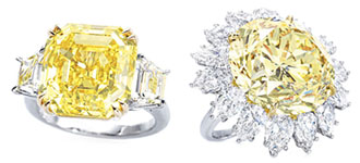 12,87 ct Fancy Vivid Yellow / VS2  33,88 ct Fancy Vivid Yellow / VS1